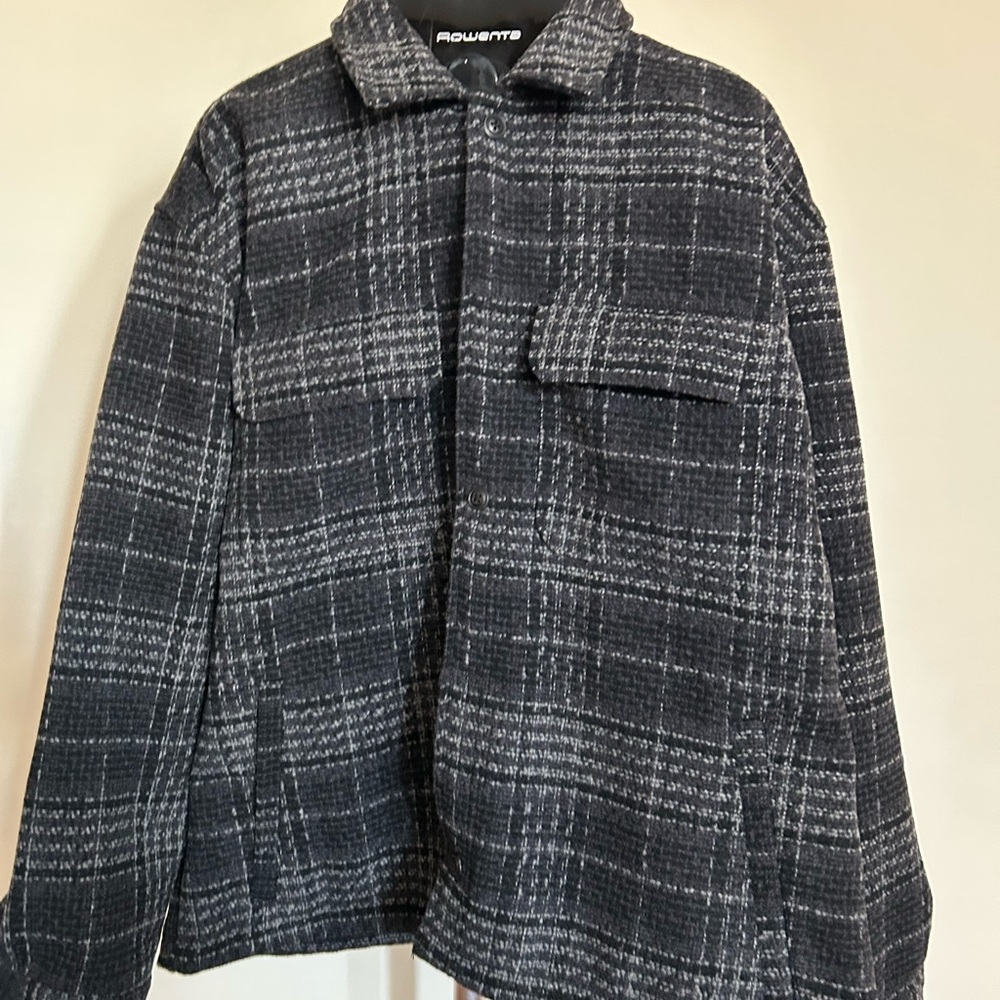 Abercrombie & Fitch Men's Charcoal and Light Gray Checkered Jacket
